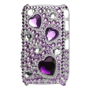 Diamond Bling Purple Heart Case for BlackBerry Curve 8520 8530 9300 9330