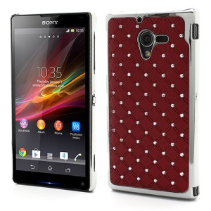 Shiny Starry Sky Rhinestone Electroplated Hard Case for Sony Xperia ZL C6503 C6502 C6506 L35h - Red