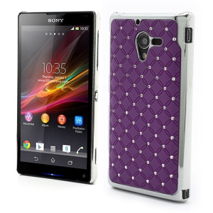 Shiny Starry Sky Rhinestone Electroplated Hard Case for Sony Xperia ZL C6503 C6502 C6506 L35h - Purple