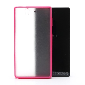 Frosted Translucent Plastic Back Case &amp; Glossy TPU Frame for Sony Xperia Z C6603 C6602 L36h HSPA+ LTE - Rose