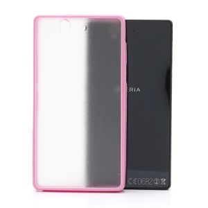 Frosted Translucent Plastic Back Case &amp; Glossy TPU Frame for Sony Xperia Z C6603 C6602 L36h HSPA+ LTE - Pink