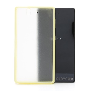 Frosted Translucent Plastic Back Case &amp; Glossy TPU Frame for Sony Xperia Z C6603 C6602 L36h HSPA+ LTE - Light Yellow