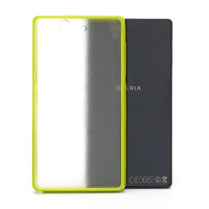 Frosted Translucent Plastic Back Case &amp; Glossy TPU Frame for Sony Xperia Z C6603 C6602 L36h HSPA+ LTE - Green