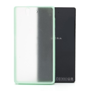 Frosted Translucent Plastic Back Case &amp; Glossy TPU Frame for Sony Xperia Z C6603 C6602 L36h HSPA+ LTE - Light Green
