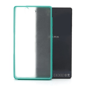 Frosted Translucent Plastic Back Case &amp; Glossy TPU Frame for Sony Xperia Z C6603 C6602 L36h HSPA+ LTE - Mint Green