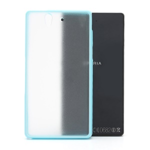 Frosted Translucent Plastic Back Case &amp; Glossy TPU Frame for Sony Xperia Z C6603 C6602 L36h HSPA+ LTE - Light Blue