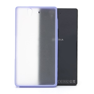 Frosted Translucent Plastic Back Case &amp; Glossy TPU Frame for Sony Xperia Z C6603 C6602 L36h HSPA+ LTE - Purple