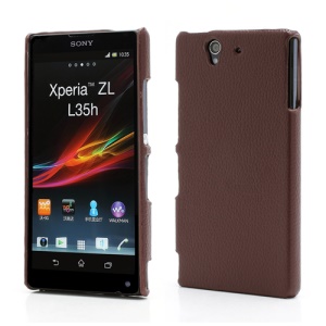 Slim Leather Coated Hard Plastic Cover for Sony Xperia Z C6603 C6602 L36h HSPA+ LTE - Brown