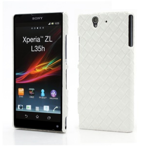 Woven Pattern Leather Skin Hard Plastic Case for Sony Xperia Z C6603 C6602 L36h HSPA+ LTE - White