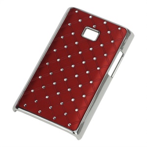 Baby-Breath Diamond Plating Hard Back Case for LG Optimus L3 E400 - Red