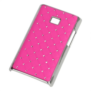 Baby-Breath Diamond Plating Hard Back Case for LG Optimus L3 E400 - Hot Pink