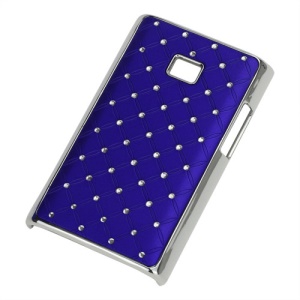 Baby-Breath Diamond Plating Hard Back Case for LG Optimus L3 E400 - Dark Blue