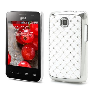 Bling Starry Sky Rhinestone Plating Hard Cover for LG Optimus L3 II Dual E435 - White