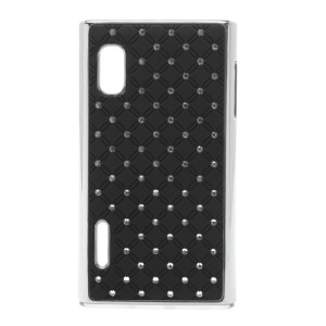 Baby-Breath Rhinestone Plating Hard Cover Case for LG Optimus L5 E610 E612 - Black