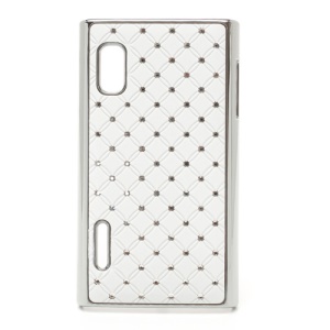 Baby-Breath Rhinestone Plating Hard Cover Case for LG Optimus L5 E610 E612 - White