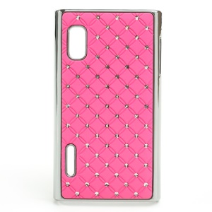Baby-Breath Rhinestone Plating Hard Cover Case for LG Optimus L5 E610 E612 - Hot Pink
