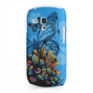Blooming Flowers and Butterflies Samsung Galaxy S III Mini i8190 Hard Case Shell (Blue Grounding)