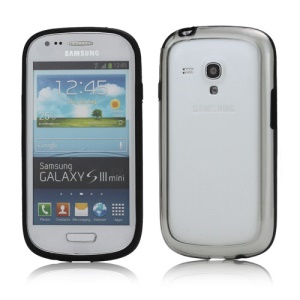 Plastic TPU Hybrid Bumper Frame Case for Samsung Galaxy S3 Mini i8190 - Black