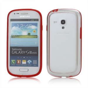 Plastic TPU Hybrid Bumper Frame Case for Samsung Galaxy S3 Mini i8190 - Red
