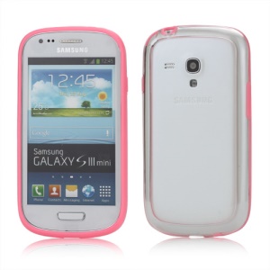Plastic TPU Hybrid Bumper Frame Case for Samsung Galaxy S3 Mini i8190 - Pink