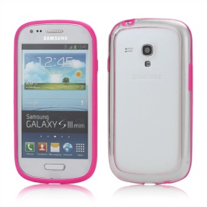 Plastic TPU Hybrid Bumper Frame Case for Samsung Galaxy S3 Mini i8190 - Rose