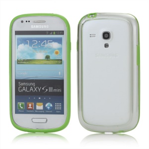 Plastic TPU Hybrid Bumper Frame Case for Samsung Galaxy S3 Mini i8190 - Green