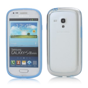 Plastic TPU Hybrid Bumper Frame Case for Samsung Galaxy S3 Mini i8190 - Blue