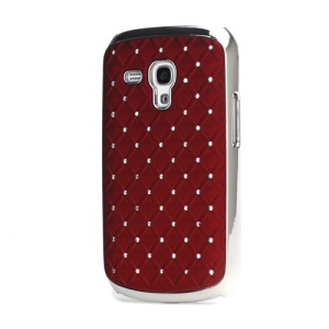 Fish Scale Rhinestone Hard Back Case for Samsung Galaxy S3 / III Mini i8190 - Red