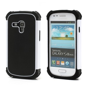 High Impact Combo Plastic & Silicone Case Cover for Samsung Galaxy S3 Mini I8190 - Black / White