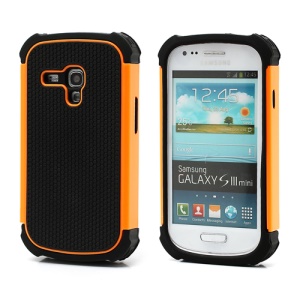 High Impact Combo Plastic & Silicone Case Cover for Samsung Galaxy S3 Mini I8190 - Black / Orange