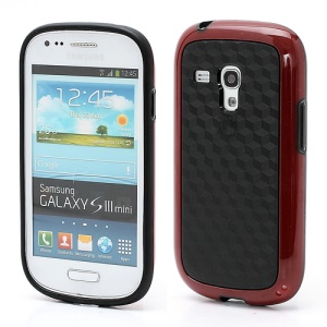 3D Cube Plastic & TPU Case Cover for Samsung Galaxy S3 Mini i8190 - Black / Red