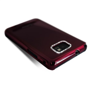 Eileen Metal Ring Series Diamond Case for Samsung I9100 Galaxy S2 / II - Wine Red