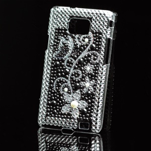 Sparkling Diamond Hard Case with Flower Pattern for Samsung i9100 Galaxy S II