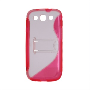 S Curve TPU & Plastic Stand Case for Samsung Galaxy S 3 / III I9300 I747 L710 T999 I535 R530 - Rose