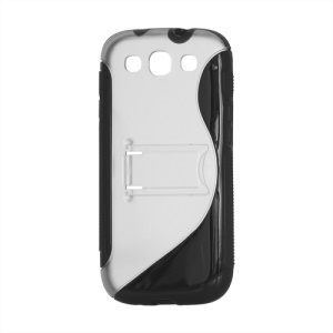 S Curve TPU & Plastic Stand Case for Samsung Galaxy S 3 / III I9300 I747 L710 T999 I535 R530 - Black