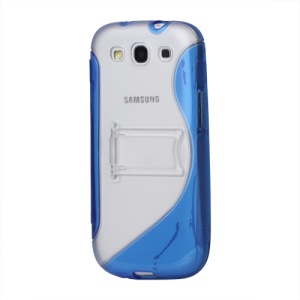 S Curve TPU & Plastic Stand Case for Samsung Galaxy S 3 / III I9300 I747 L710 T999 I535 R530 - Blue