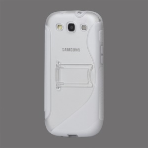 S Curve TPU & Plastic Stand Case for Samsung Galaxy S 3 / III I9300 I747 L710 T999 I535 R530 - White