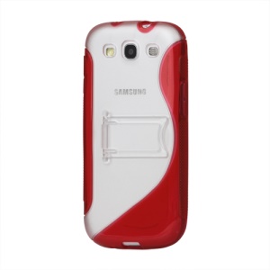 S Curve TPU & Plastic Stand Case for Samsung Galaxy S 3 / III I9300 I747 L710 T999 I535 R530 - Red