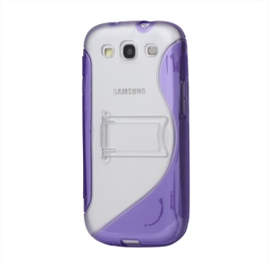 S Curve TPU & Plastic Stand Case for Samsung Galaxy S 3 / III I9300 I747 L710 T999 I535 R530 - Purple