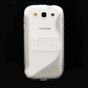 S Curve TPU & Plastic Stand Case for Samsung Galaxy S 3 / III I9300 I747 L710 T999 I535 R530 - Grey