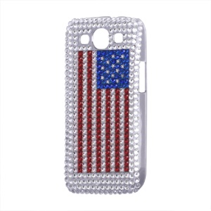 Samsung Galaxy S 3 / III I9300 I747 L710 T999 I535 R530 Rhinestone Hard Case American Flag