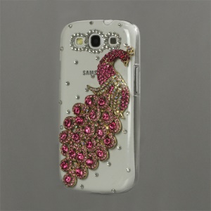Luxury Peacock Diamond Crystal Case for Samsung Galaxy S 3 / III I9300 I747 L710 T999 I535 R530 - Red