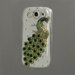 Luxury Peacock Diamond Crystal Case for Samsung Galaxy S 3 / III I9300 I747 L710 T999 I535 R530 - Green