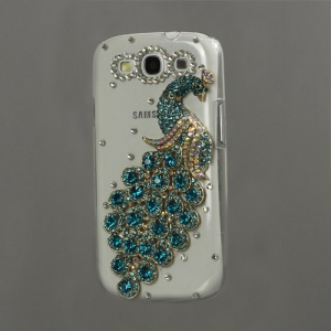 Luxury Peacock Diamond Crystal Case for Samsung Galaxy S 3 / III I9300 I747 L710 T999 I535 R530 - Blue