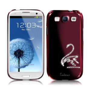 Eileen Swan Diamante Case for Samsung Galaxy S 3 / III I9300 I747 L710 T999 I535 R530 - Wine Red