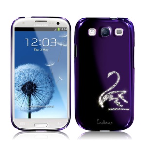 Eileen Swan Diamante Case for Samsung Galaxy S 3 / III I9300 I747 L710 T999 I535 R530 - Purple Violet