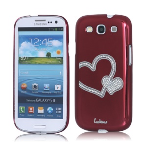 Eileen Heart Rhinestone Case for Samsung Galaxy S 3 / III I9300 I747 L710 T999 I535 R530 - Wine Red