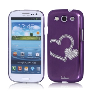 Eileen Heart Rhinestone Case for Samsung Galaxy S 3 / III I9300 I747 L710 T999 I535 R530 - Purple Violet