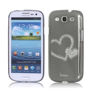 Eileen Heart Rhinestone Case for Samsung Galaxy S 3 / III I9300 I747 L710 T999 I535 R530 - Shadow Black