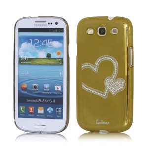Eileen Heart Rhinestone Case for Samsung Galaxy S 3 / III I9300 I747 L710 T999 I535 R530 - Gold